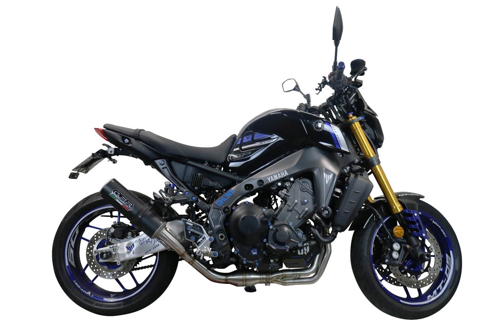 Pot echappement compatible avec Yamaha Mt-09 2021-2023, M3 Black Titanium, Pot échappement complet, non légal pour les pays de l'UE, avec db killer amovible 