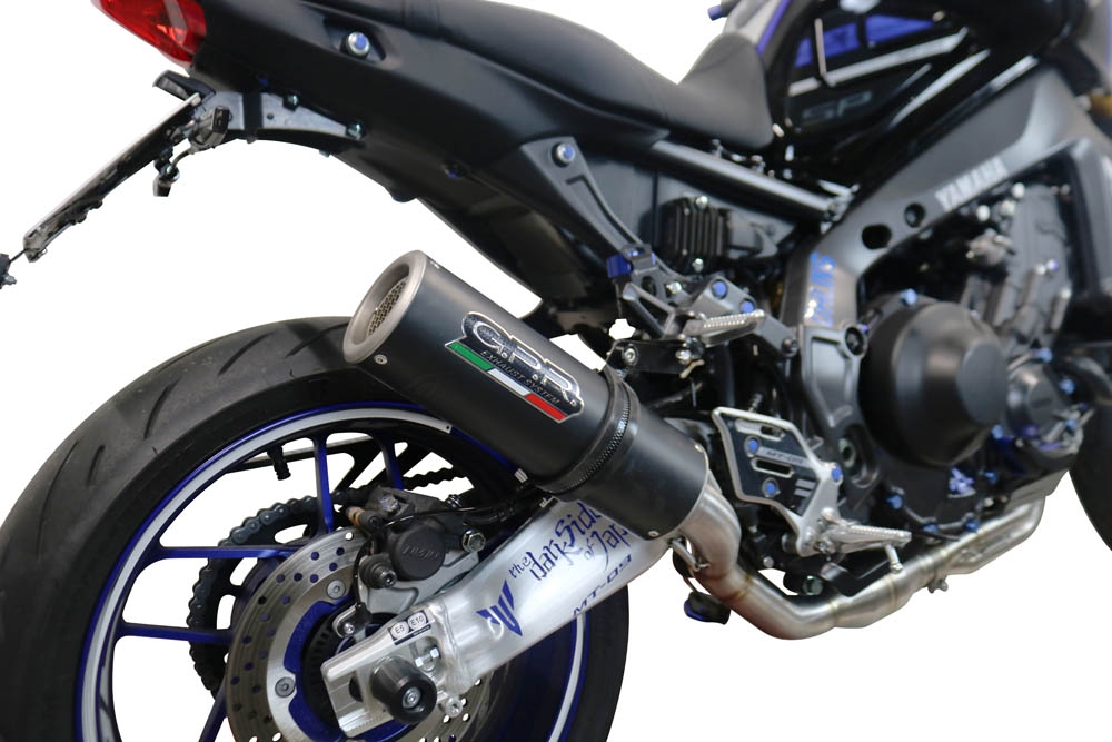 Pot echappement compatible avec Yamaha Mt-09 2021-2023, M3 Black Titanium, Pot échappement complet, non légal pour les pays de l'UE, avec db killer amovible 