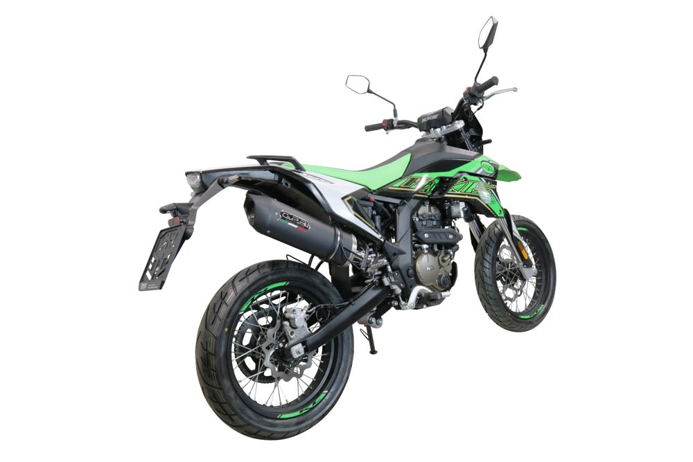 Pot echappement compatible avec KL MOTOR KXE 125 2022-2023, Furore Evo4 Nero, Pot Echappement homologué pour les marchés non européens 