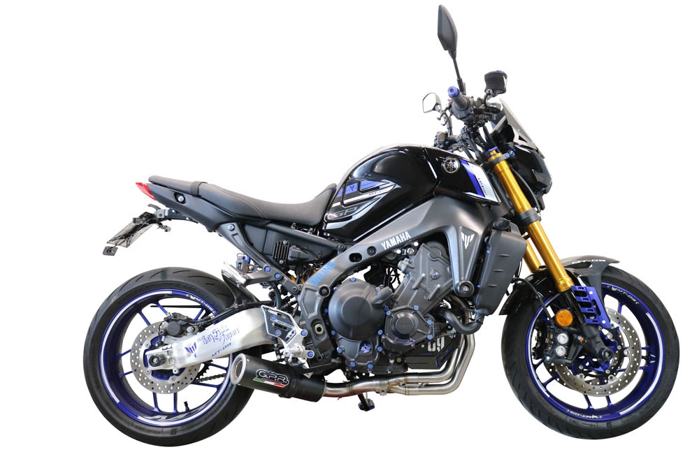Pot echappement compatible avec Yamaha Mt-09 2021-2024, M3 Black Titanium, Pot échappement complet, non légal pour les pays de l'UE, avec db killer amovible 