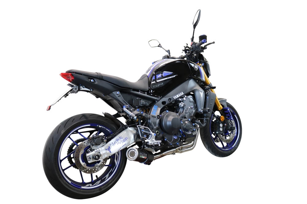 Pot echappement compatible avec Yamaha Mt-09 2021-2024, M3 Black Titanium, Pot échappement complet, non légal pour les pays de l'UE, avec db killer amovible 