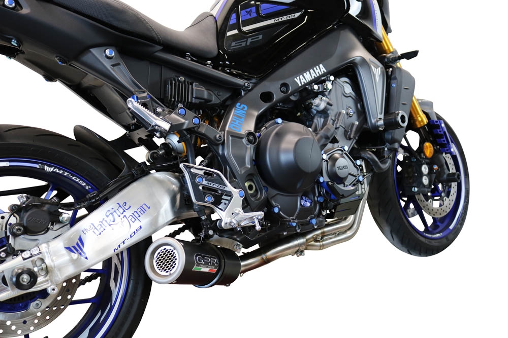Pot echappement compatible avec Yamaha Mt-09 2021-2024, M3 Black Titanium, Pot échappement complet, non légal pour les pays de l'UE, avec db killer amovible 