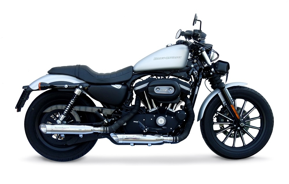 Pot echappement compatible avec Harley Davidson Sportster 1200 2004-2009, Slash Inox, Paire de pot d'échappement homologuées, livrées avec db killer amovible et raccords spécifiques 