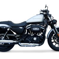 Pot echappement compatible avec Harley Davidson Sportster 1200 2004-2009, Slash Inox, Paire de pot d'échappement homologuées, livrées avec db killer amovible et raccords spécifiques 