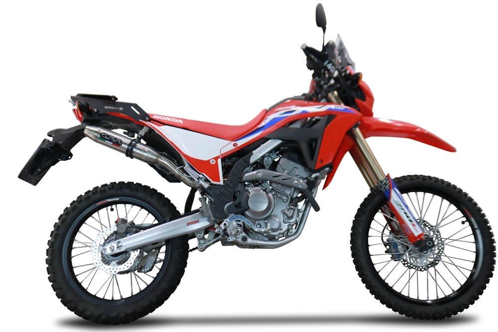 Pot echappement compatible avec Honda Crf 300 L - Rally 2021-2024, Deeptone Inox, Echappement homologué avec Tube connextion racing 