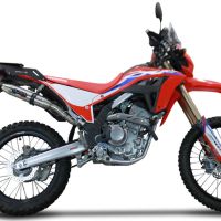 Pot echappement compatible avec Honda Crf 300 L - Rally 2021-2024, Deeptone Inox, Echappement homologué avec Tube connextion racing 