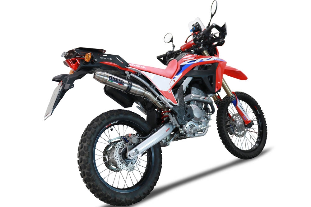Pot echappement compatible avec Honda Crf 300 L - Rally 2021-2024, Deeptone Inox, Echappement homologué avec Tube connextion racing 