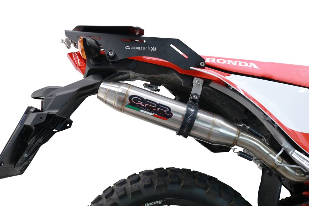 Pot echappement compatible avec Honda Crf 300 L - Rally 2021-2024, Deeptone Inox, Echappement homologué avec Tube connextion racing 