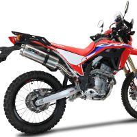 Pot echappement compatible avec Honda Crf 300 L - Rally 2021-2024, Dual Inox, Pot Échappement slip-on homologué, légal, avec db killer amovible, tuyau de liaison et catalyseur 