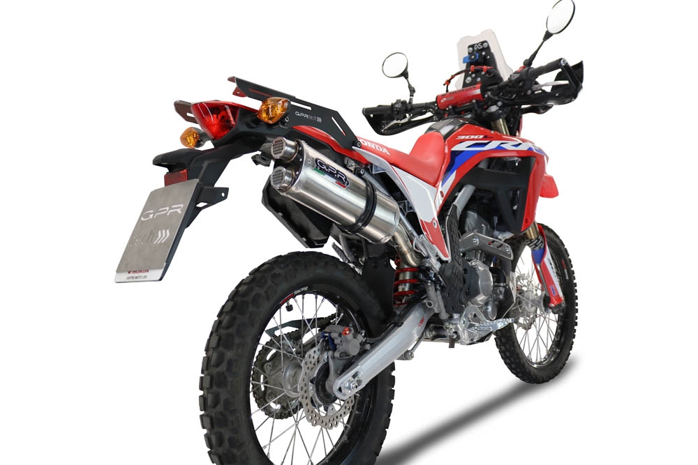 Pot echappement compatible avec Honda Crf 300 L - Rally 2021-2024, Dual Inox, Pot Échappement slip-on homologué, légal, avec db killer amovible, tuyau de liaison et catalyseur 