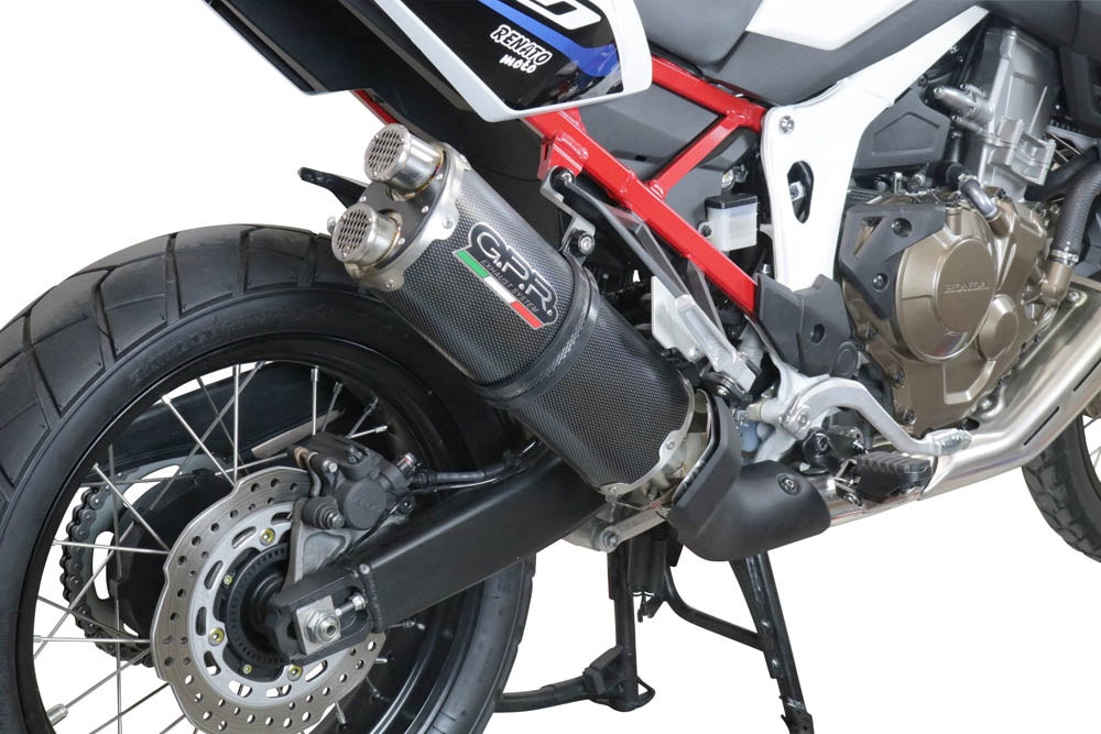 Pot echappement compatible avec Honda Crf 1100 L Africa Twin Adventure Sport 2020-2025, Dual Poppy, Échappement légal, homologué,silencieux avec db killer amovible et tuyau de liaison spécifique 