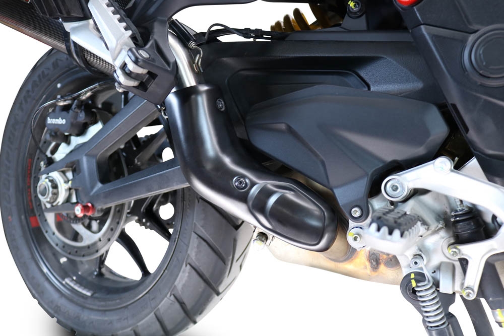Pot echappement compatible avec Ducati Multistrada V4 - S 2022-2024, Furore Evo4 Nero, Échappement légal, homologué,silencieux avec db killer amovible et tuyau de liaison spécifique 