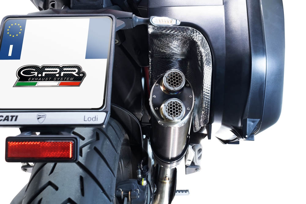Pot echappement compatible avec Ducati Multistrada V4 - S 2022-2024, Dual Poppy, Échappement légal, homologué,silencieux avec db killer amovible et tuyau de liaison spécifique 