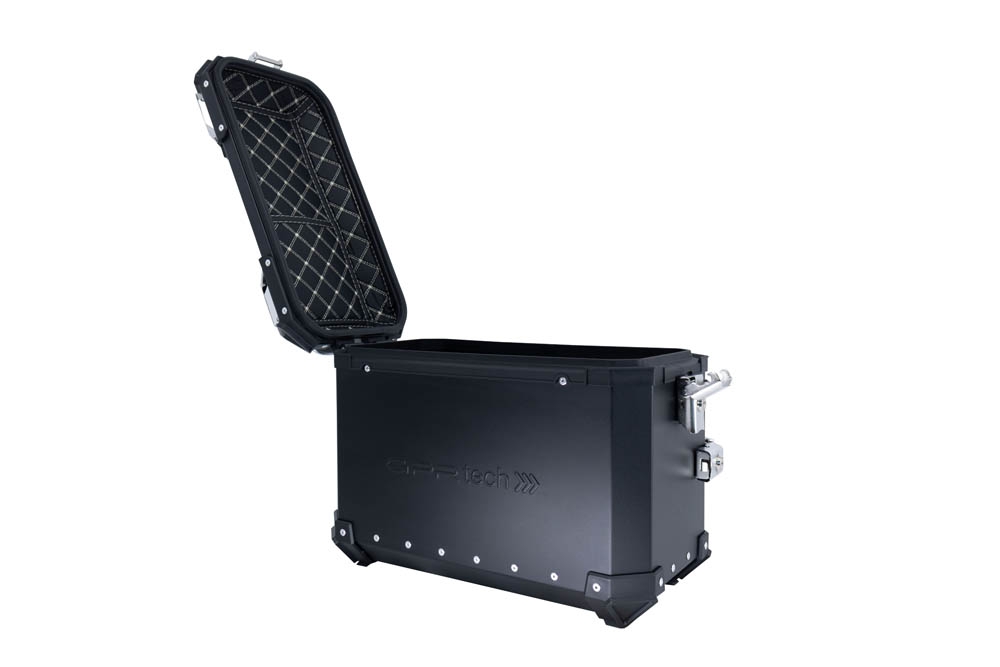 GPR TECH compatible with  Honda Crf 1000 L Africa Twin 2018/2020 e4 GPR TECH Pair of side cases aluminum made with contoured right side, black color with specific pannier holder Capacity 38 LT. + 32 LT.