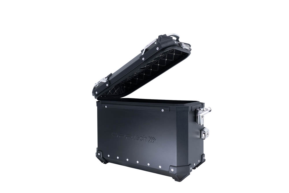 GPR TECH compatible with  Honda Crf 1000 L Africa Twin 2018/2020 e4 GPR TECH Pair of side cases aluminum made with contoured right side, black color with specific pannier holder Capacity 38 LT. + 32 LT.