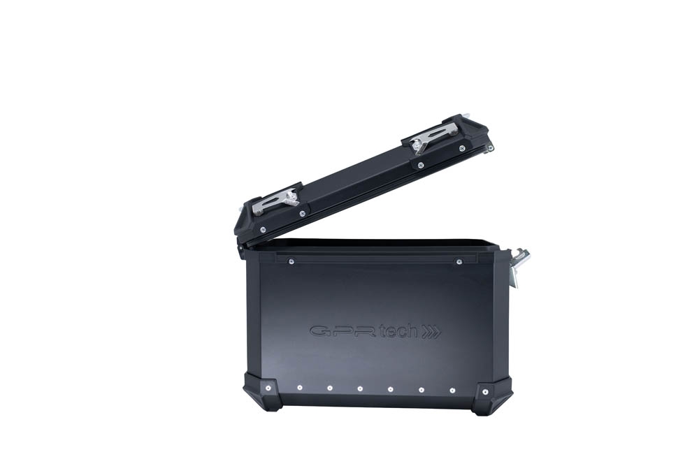 GPR TECH compatible with  Honda Crf 1000 L Africa Twin 2018/2020 e4 GPR TECH Pair of side cases aluminum made with contoured right side, black color with specific pannier holder Capacity 38 LT. + 32 LT.