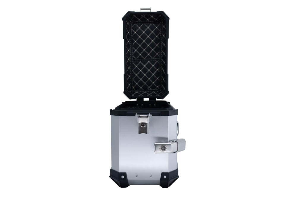 GPR TECH compatible with  Honda Crf 1000 L Africa Twin 2018/2020 e4 GPR TECH Pair of side cases aluminum made with contoured right side, silver color with specific pannier holder Capacity 38 LT. + 32 LT.