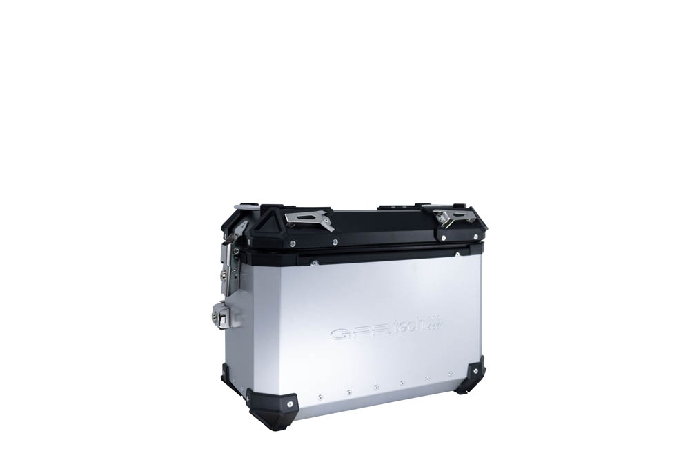 GPR TECH compatible with  Honda Crf 1000 L Africa Twin 2018/2020 e4 GPR TECH Pair of side cases aluminum made with contoured right side, silver color with specific pannier holder Capacity 38 LT. + 32 LT.