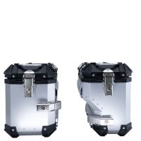 GPR TECH compatible with  Honda Crf 1000 L Africa Twin 2018/2020 e4 GPR TECH Pair of side cases aluminum made with contoured right side, silver color with specific pannier holder Capacity 38 LT. + 32 LT.