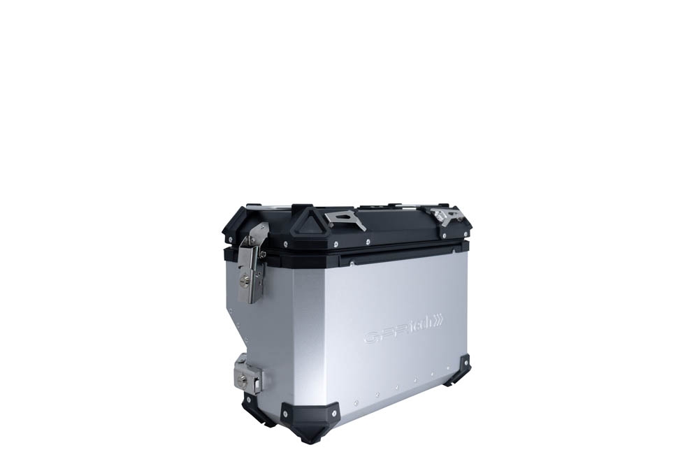 GPR TECH compatible with  Honda Crf 1000 L Africa Twin 2018/2020 e4 GPR TECH Pair of side cases aluminum made with contoured right side, silver color with specific pannier holder Capacity 38 LT. + 32 LT.