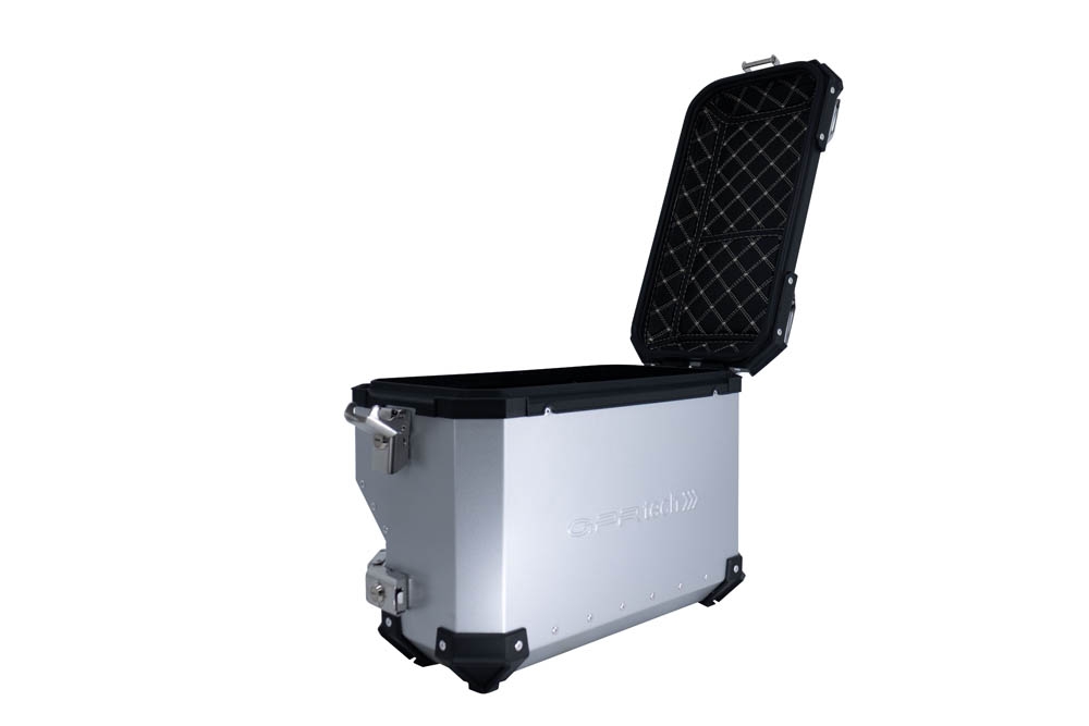 GPR TECH compatible with  Honda Crf 1000 L Africa Twin 2018/2020 e4 GPR TECH Pair of side cases aluminum made with contoured right side, silver color with specific pannier holder Capacity 38 LT. + 32 LT.