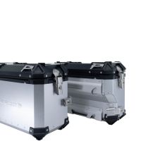 GPR TECH compatible with  Honda Crf 1000 L Africa Twin 2018/2020 e4 GPR TECH Pair of side cases aluminum made with contoured right side, silver color with specific pannier holder Capacity 38 LT. + 32 LT.
