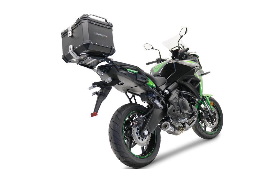 GPR TECH compatible with  Kawasaki Versys 650 2021/2022 e5 GPR TECH Top case in aluminum, black color with specific plate included Capacity 35 LT.