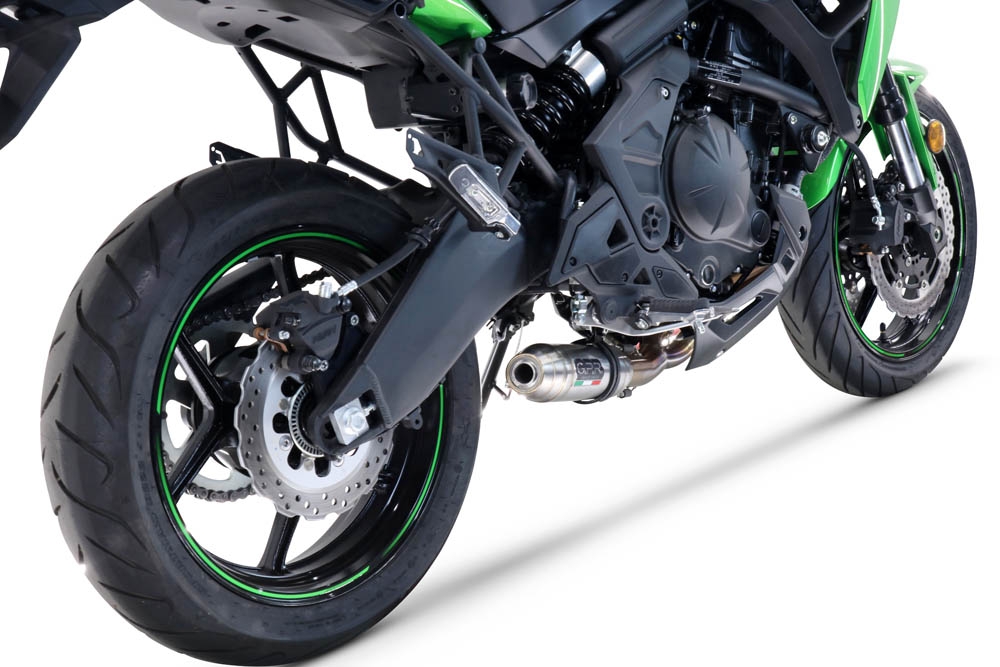 Pot echappement compatible avec Kawasaki Versys 650 2023-2025, Deeptone Inox, Pot echappement racing, ligne complet, fourni avec collecteur spécifique, article sans homologation 