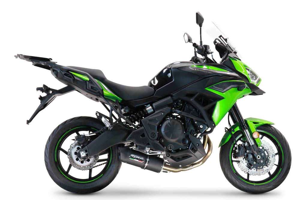 Pot echappement compatible avec Kawasaki Versys 650 2021-2022, Furore Nero, Pot échappement complet, non légal pour les pays de l'UE, avec db killer amovible 