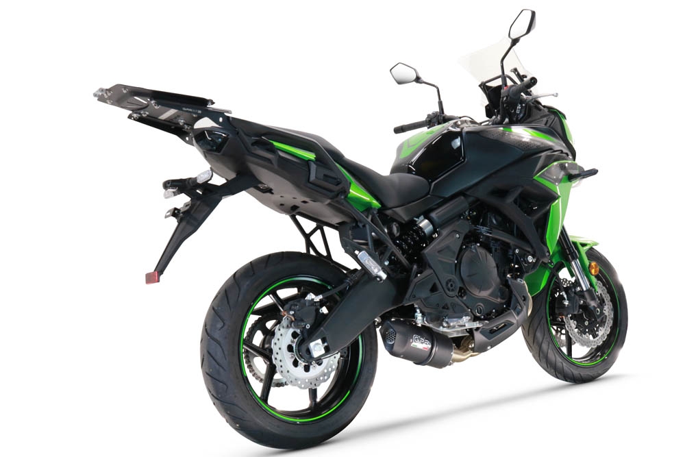 Pot echappement compatible avec Kawasaki Versys 650 2021-2022, Furore Nero, Pot échappement complet, non légal pour les pays de l'UE, avec db killer amovible 