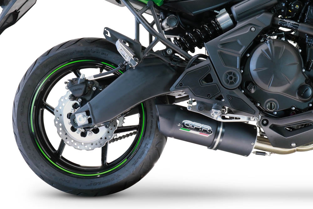 Pot echappement compatible avec Kawasaki Versys 650 2021-2022, Furore Nero, Pot échappement complet, non légal pour les pays de l'UE, avec db killer amovible 