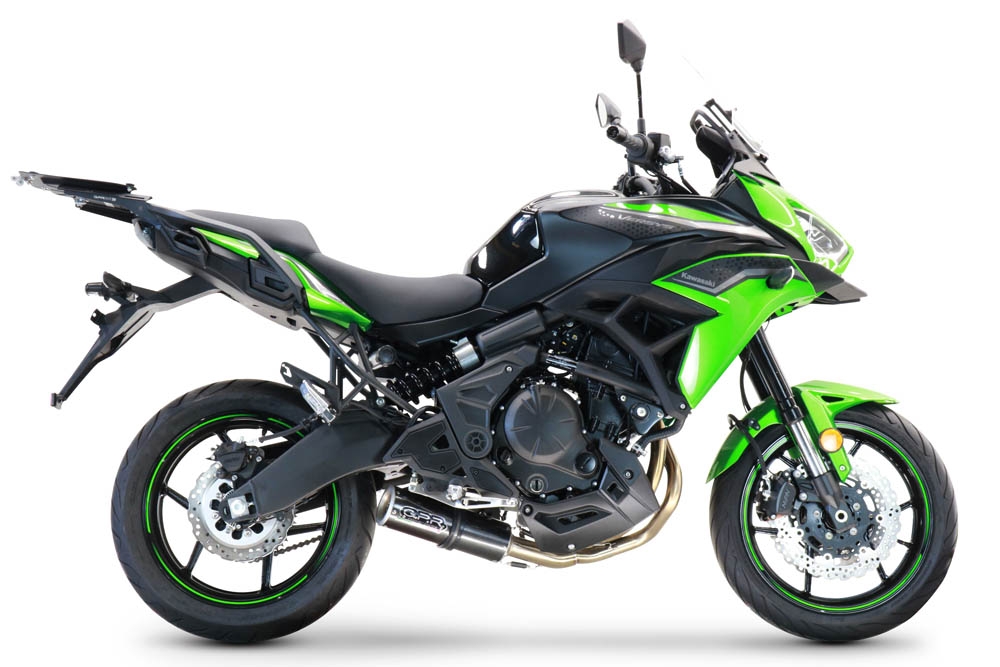 Pot echappement compatible avec Kawasaki Versys 650 2023-2024, M3 Poppy , Pot échappement complet, non légal pour les pays de l'UE, avec db killer amovible 