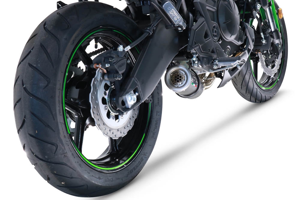 Pot echappement compatible avec Kawasaki Versys 650 2023-2024, M3 Poppy , Pot échappement complet, non légal pour les pays de l'UE, avec db killer amovible 