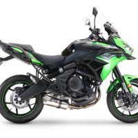 Pot echappement compatible avec Kawasaki Versys 650 2015-2016, Satinox , Homologué et légal, système d'échappement complet, avec db killer amovible 