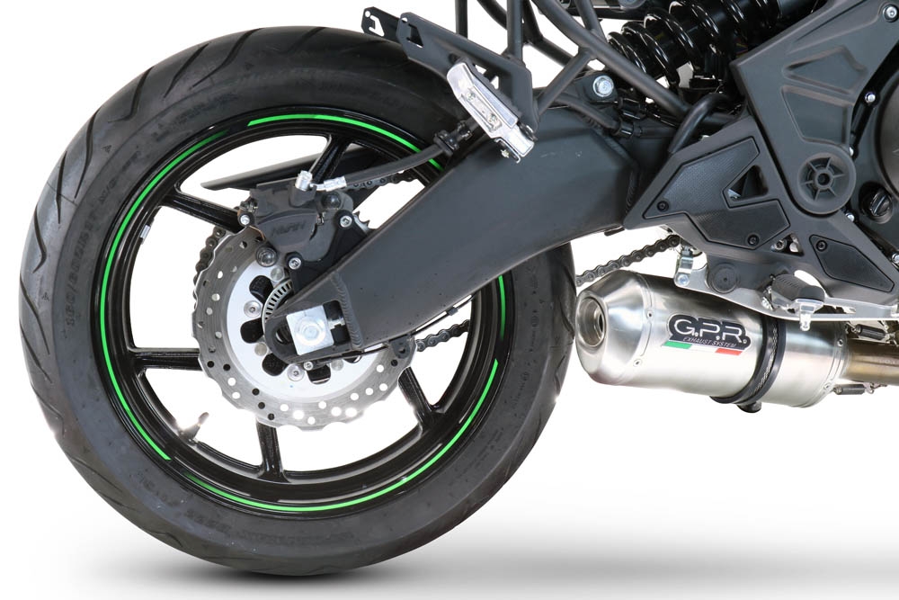 Pot echappement compatible avec Kawasaki Versys 650 2015-2016, Satinox , Homologué et légal, système d'échappement complet, avec db killer amovible 