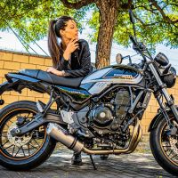 Pot echappement compatible avec Kawasaki Z 650 RS 2021-2023, Satinox, Pot échappement complet, non légal pour les pays de l'UE, avec db killer amovible 
