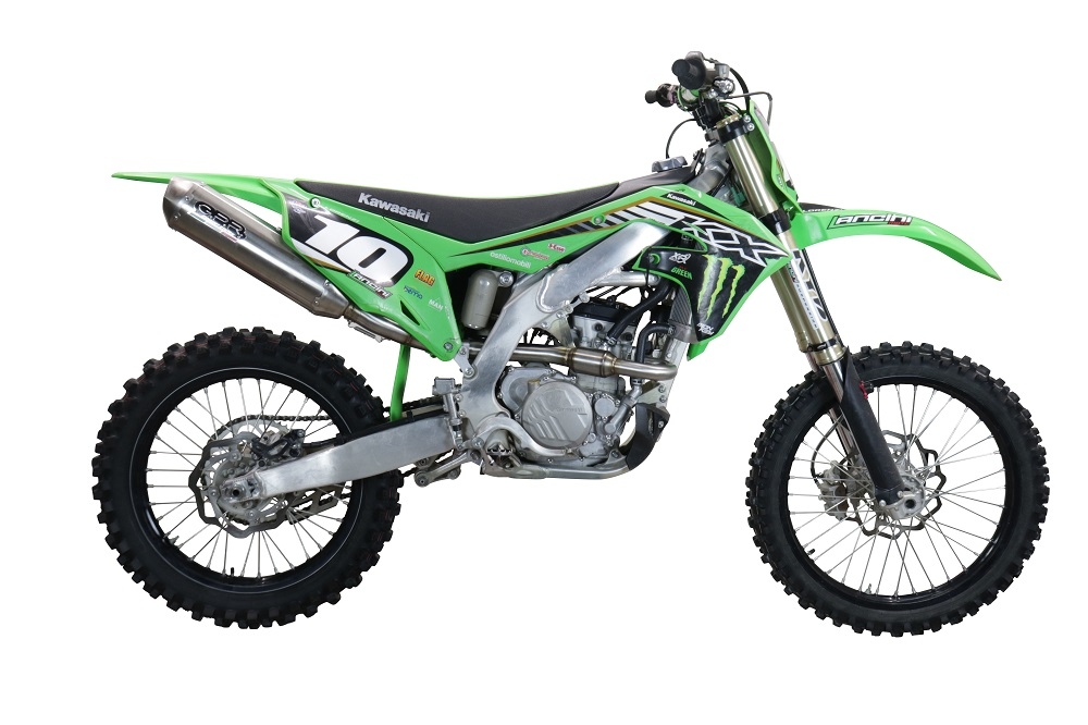 Pot echappement compatible avec Kawasaki KX 250 F 2009-2016, Pentacross Inox, Pot d'échappement complet racing, compris de collecteur et db killer amovible, sans homologation 