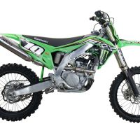 Pot echappement compatible avec Kawasaki KX 250 F 2009-2016, Pentacross Inox, Pot d'échappement complet racing, compris de collecteur et db killer amovible, sans homologation 