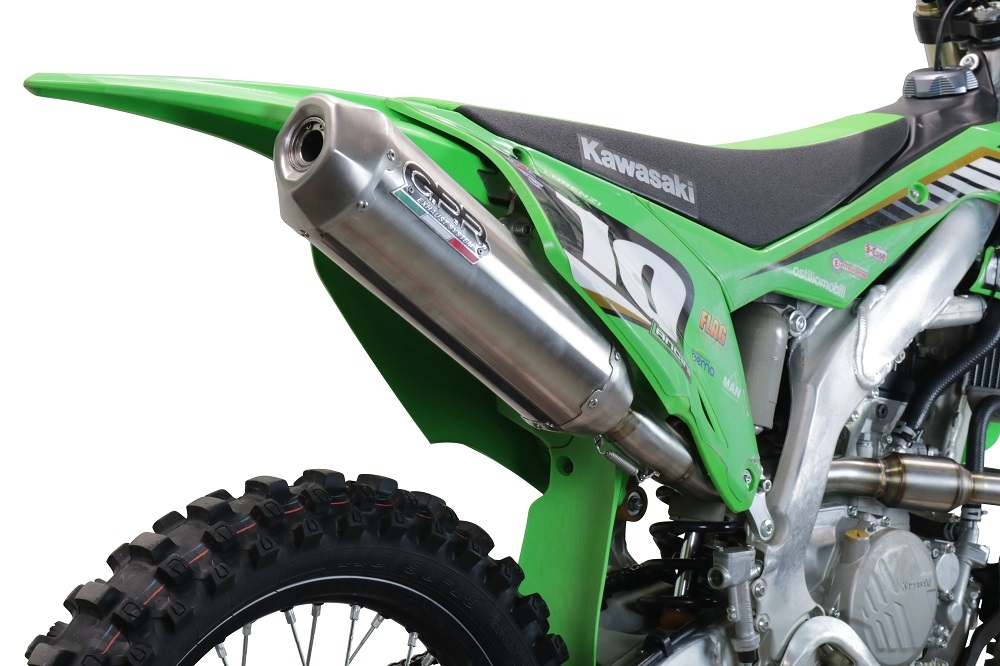 Pot echappement compatible avec Kawasaki KX 250 F 2009-2016, Pentacross Inox, Pot d'échappement complet racing, compris de collecteur et db killer amovible, sans homologation 