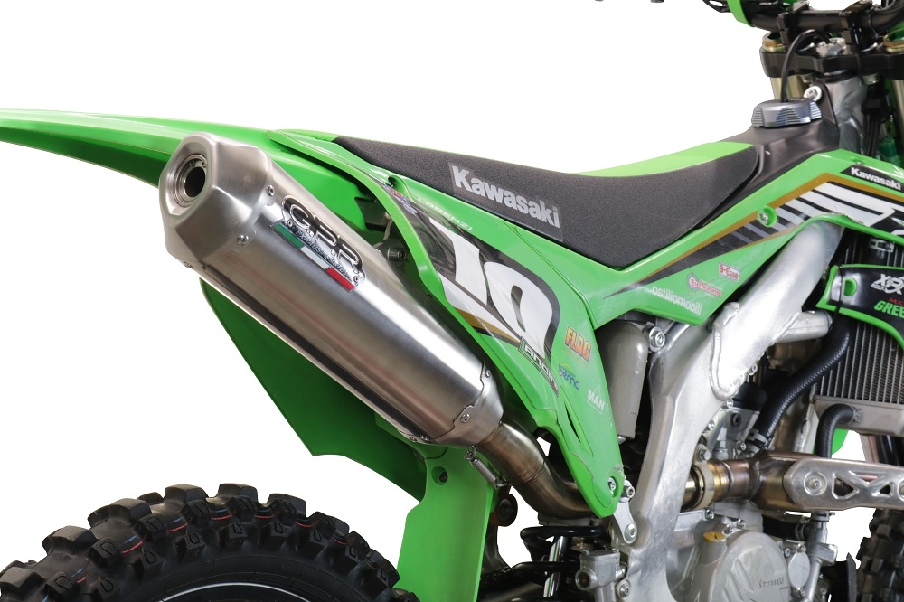 Pot echappement compatible avec Kawasaki KX 250 X 2021-2022, Pentacross Inox, Pot échappement racing, silencieux avec raccord spécifique et db killer amovible 