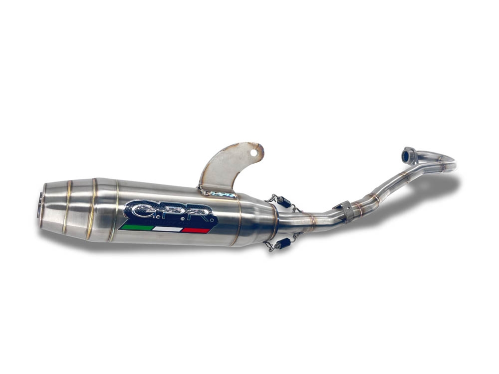 Pot echappement compatible avec Kawasaki KLX 140R F 2022-2025, Deeptone Inox, Pot d'échappement complet racing, compris de collecteur et db killer amovible, sans homologation 