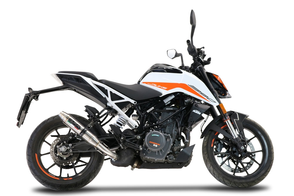 Pot echappement compatible avec Ktm Duke 390 2021-2024, Deeptone Inox, Échappement légal, homologué,silencieux avec db killer amovible et tuyau de liaison spécifique 