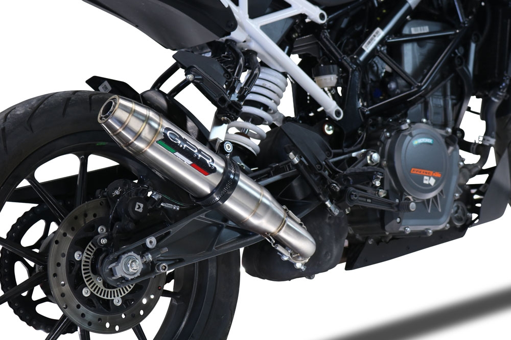 Pot echappement compatible avec Ktm Duke 390 2021-2024, Deeptone Inox, Échappement légal, homologué,silencieux avec db killer amovible et tuyau de liaison spécifique 