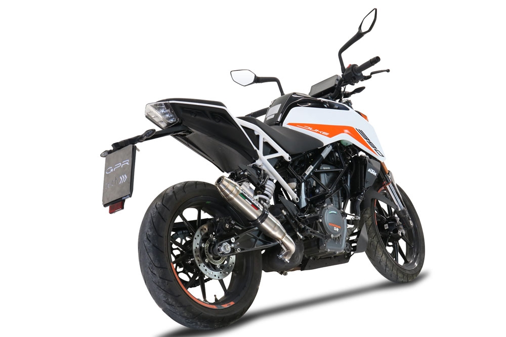 Pot echappement compatible avec Ktm Duke 390 2021-2024, Deeptone Inox, Échappement légal, homologué,silencieux avec db killer amovible et tuyau de liaison spécifique 