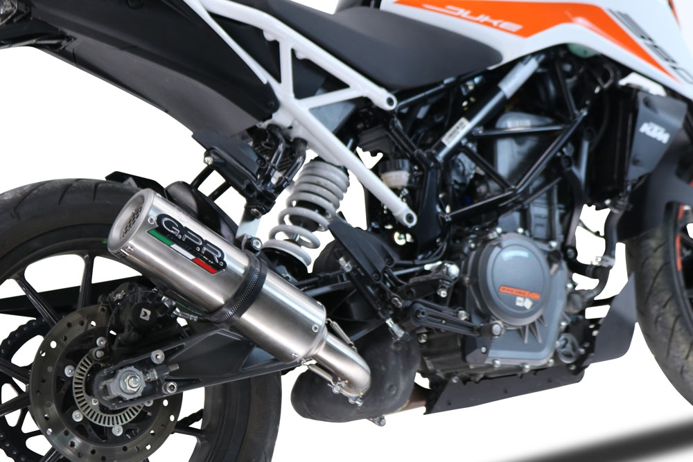 Pot echappement compatible avec Ktm Duke 390 2021-2024, M3 Inox , Échappement légal, homologué,silencieux avec db killer amovible et tuyau de liaison spécifique 