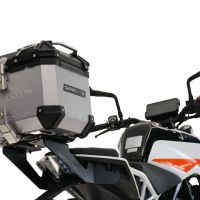 Top case GPR TECH compatible with  Ktm Duke 390 2017/2020 e4 GPR TECH Top case in aluminum, silver color, including roof rack and specific plate Capacity 35 LT.