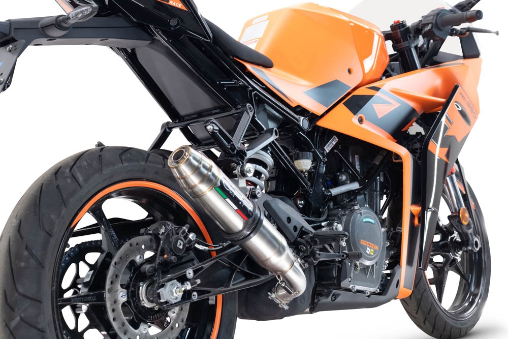Pot echappement compatible avec Ktm Rc 390 2022-2024, Deeptone Inox, Échappement légal, homologué,silencieux avec db killer amovible et tuyau de liaison spécifique 