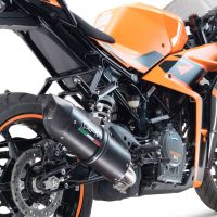 Pot echappement compatible avec Ktm Rc 125 2021-2024, Furore Evo4 Nero, Échappement légal, homologué,silencieux avec db killer amovible et tuyau de liaison spécifique 