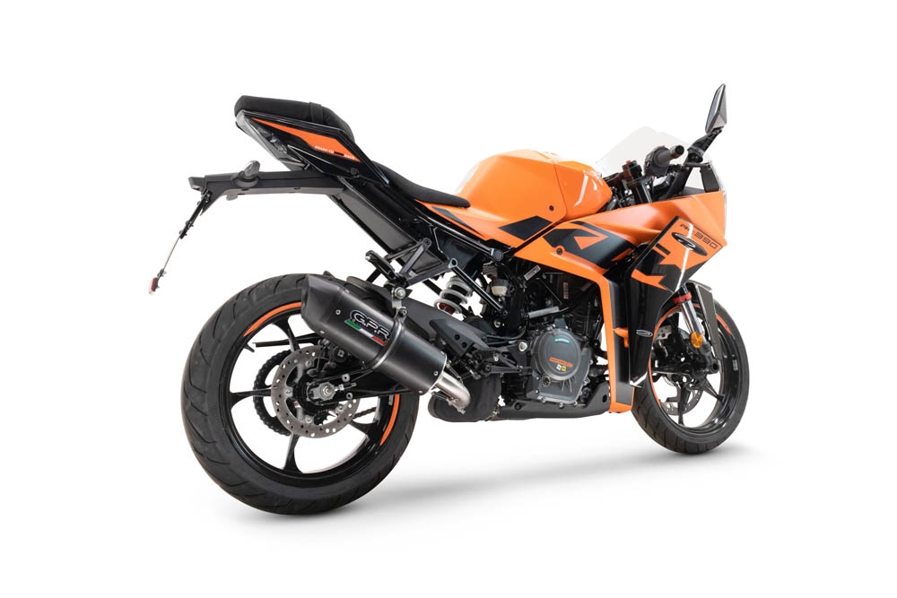 Pot echappement compatible avec Ktm Rc 125 2021-2024, Furore Evo4 Nero, Échappement légal, homologué,silencieux avec db killer amovible et tuyau de liaison spécifique 