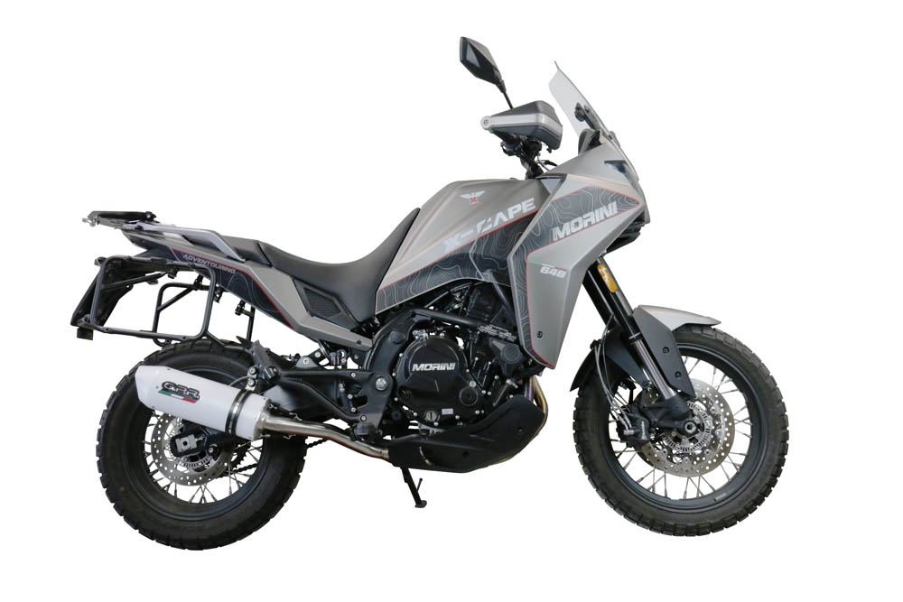 Pot echappement compatible avec Moto Morini X-CAPE 650 2021-2024, Albus Ceramic, Système demi complet homologué,pas légal pour les marchés européens, y compris db killer amovible 